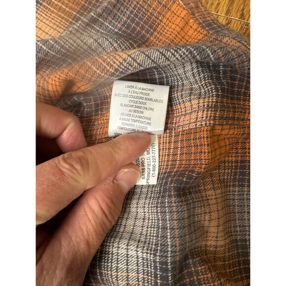 Red Head Brand‎ Co. Long Sleeve Mens Large Orange Grey Flannel Button Up Shirt - Picture 6 of 16